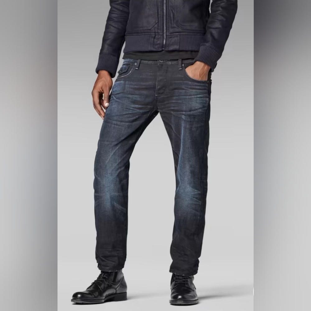 Men's G-Star 33 x 32 Morris Low Straight Leg Jeans In Dark Blue Denim